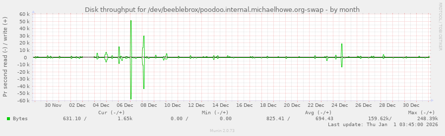 Disk throughput for /dev/beeblebrox/poodoo.internal.michaelhowe.org-swap