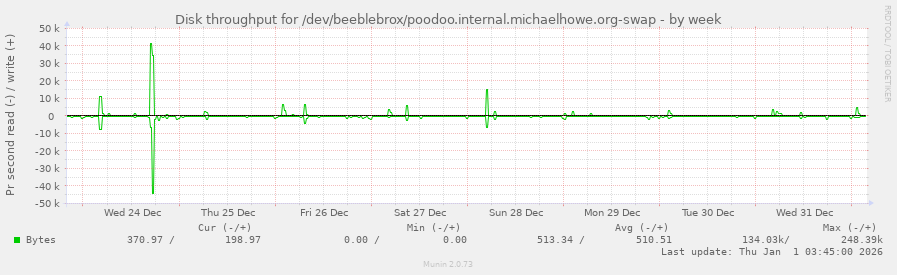 Disk throughput for /dev/beeblebrox/poodoo.internal.michaelhowe.org-swap