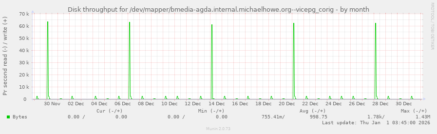Disk throughput for /dev/mapper/bmedia-agda.internal.michaelhowe.org--vicepg_corig