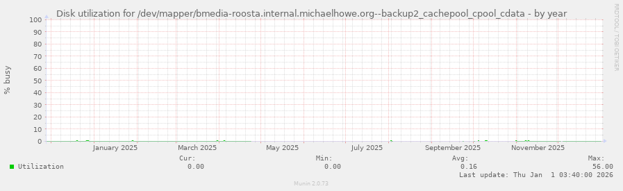 Disk utilization for /dev/mapper/bmedia-roosta.internal.michaelhowe.org--backup2_cachepool_cpool_cdata