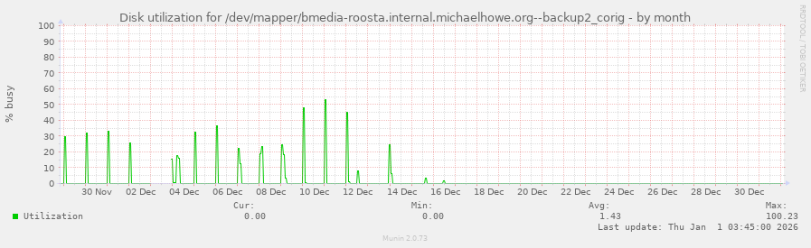 Disk utilization for /dev/mapper/bmedia-roosta.internal.michaelhowe.org--backup2_corig